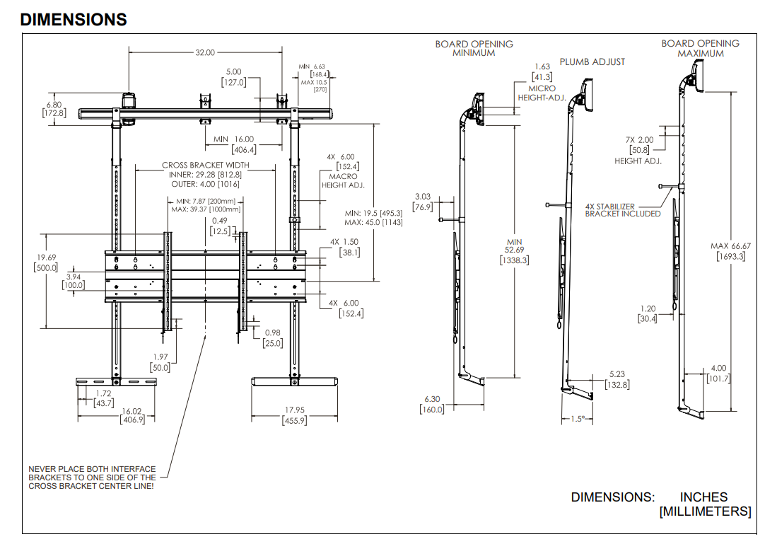 Chief Over-the-Whiteboard Interactive Display Mount (OB1U)