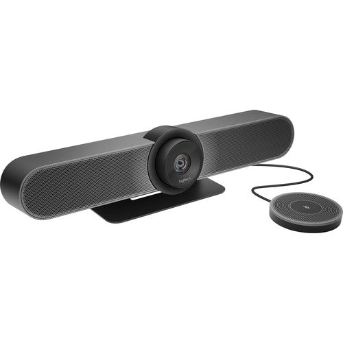 Logitech meetup conference camera system for small conference rooms, huddle rooms, or classrooms with expansion microphone increasing vocal range fom 8 to 14 feet