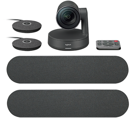 Logitech Rally Plus conferencing system with two mic pods and 2 speakers